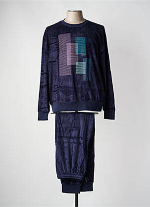 Pyjama col rond bleu MASSANA homme