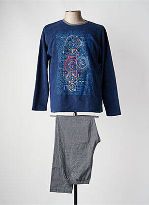 Pyjama col rond bleu MASSANA homme