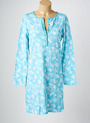 Chemise de nuit manches longues bleu MASSANA femme