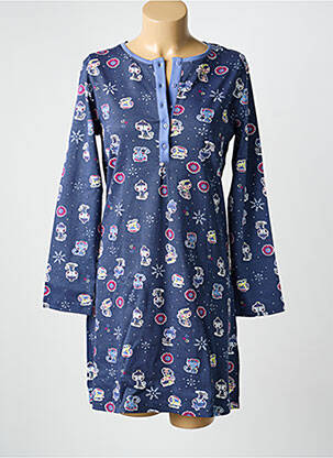 Chemise de nuit manches longues bleu MASSANA femme