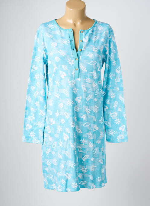 Chemise de nuit manches longues bleu MASSANA femme