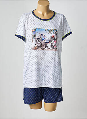 Pyjashort tissage jersey bleu MASSANA femme
