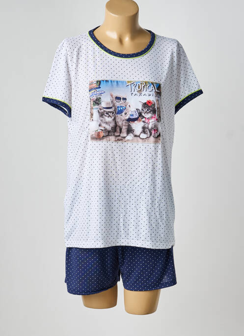 Pyjashort tissage jersey bleu MASSANA femme