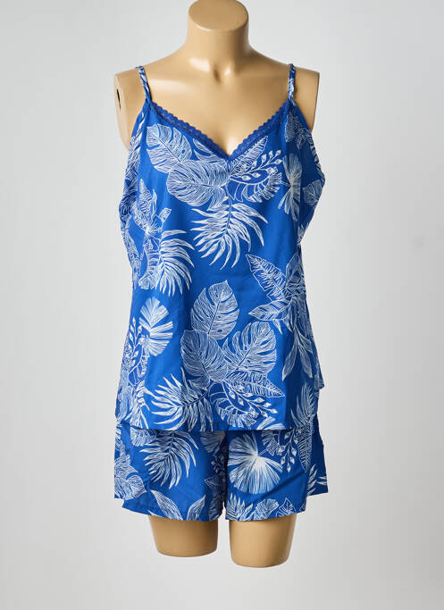 Pyjashort fines bretelles bleu MASSANA femme