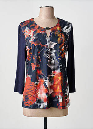 T-shirt imprimé fantaisie manches 3/4 bleu BARBARA LEBEK femme