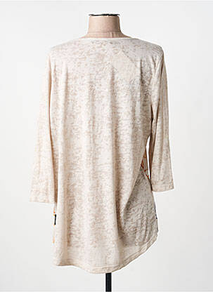 T-shirt col v manches courtes beige CAPUCCINO femme