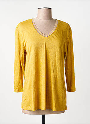 T-shirt col v manches 3/4 jaune ANANKE femme