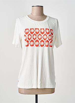 T-shirt sérigraphie avec strass manches courtes beige TUZZI femme