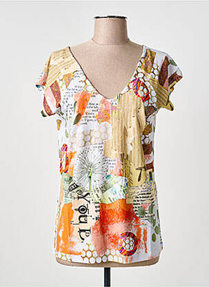 T-shirt imprimé fantaisie manches courtes orange DOLCEZZA femme