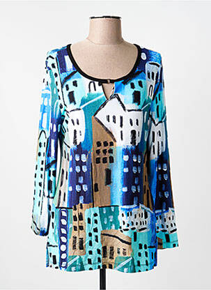 T-shirt imprimé fantaisie manches longues bleu DOLCEZZA femme