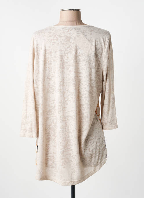 T-shirt col v manches courtes beige CAPUCCINO femme