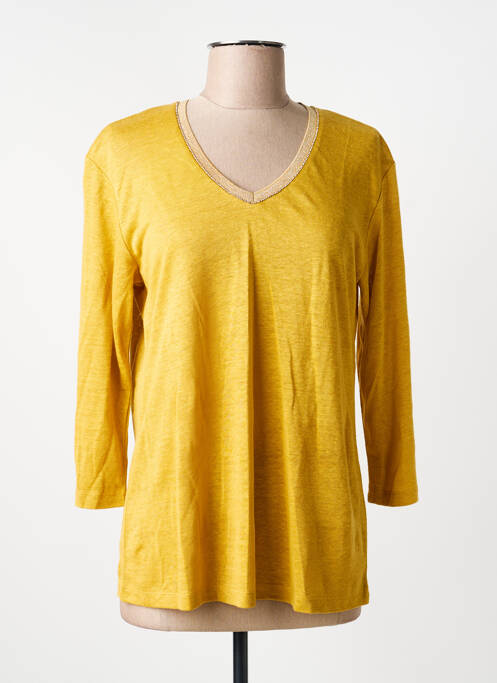 T-shirt col v manches 3/4 jaune ANANKE femme