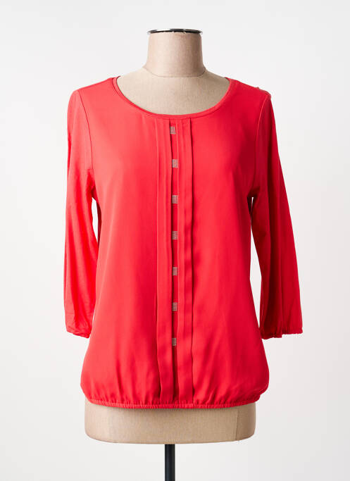 Blouse col rond manches 3/4 rouge FRANK WALDER femme