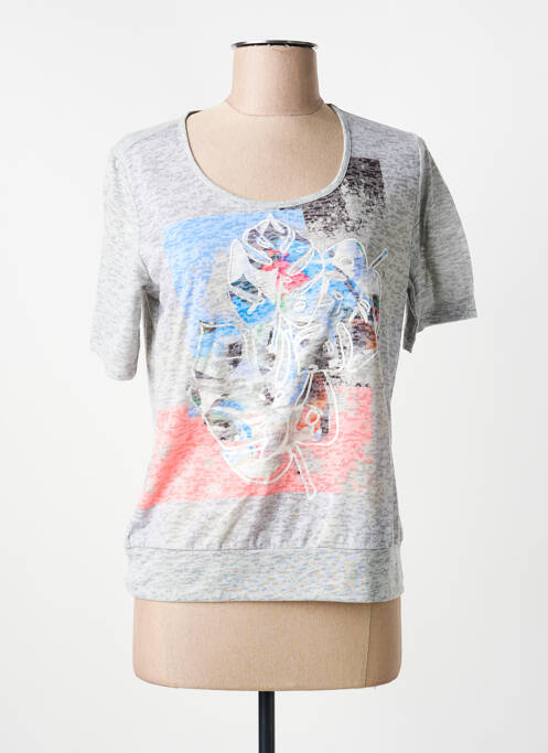 T-shirt sérigraphie manches courtes gris FRANK WALDER femme