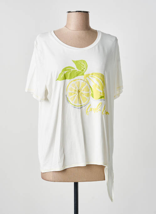 T-shirt sérigraphie avec strass manches courtes beige TUZZI femme