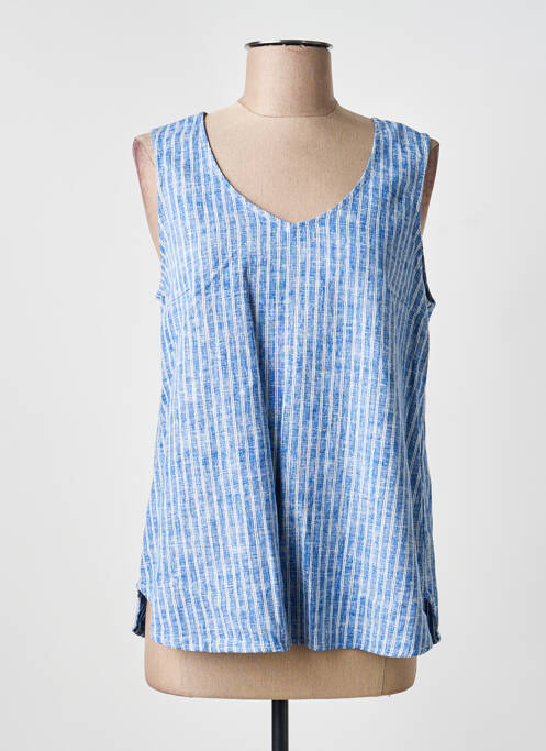 Top col v sans manche bleu ESPRIT DE LA MER femme
