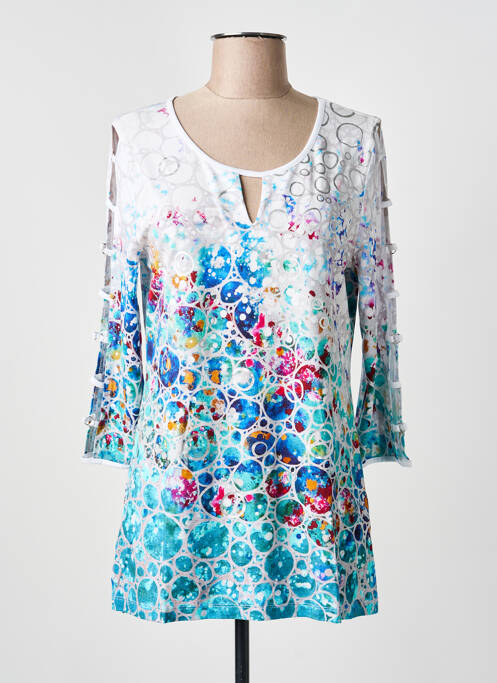 T-shirt imprimé fantaisie manches 3/4 bleu DOLCEZZA femme
