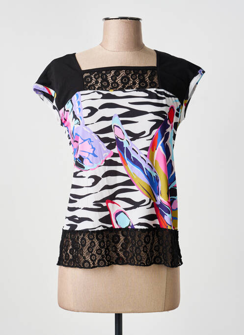 Top col carré manches courtes noir OLIVIER PHILIPS femme