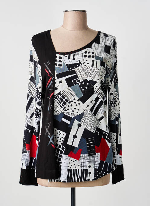 T-shirt imprimé fantaisie manches longues noir DOLCEZZA femme