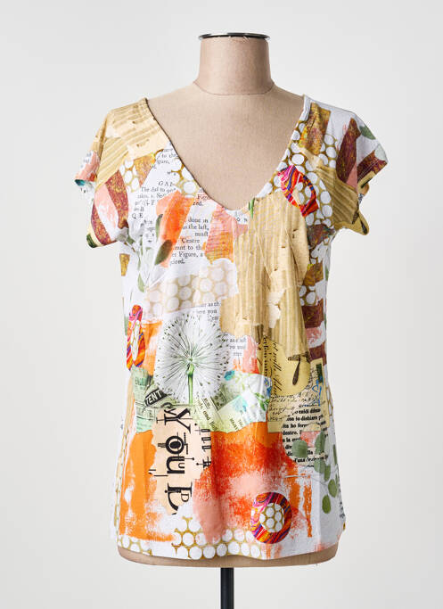 T-shirt imprimé fantaisie manches courtes orange DOLCEZZA femme