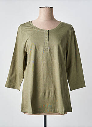 T-shirt manches 3/4 manches 3/4 vert SHEEGO femme