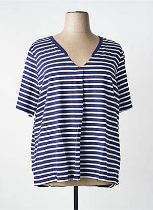 T-shirt col v manches courtes bleu SHEEGO femme