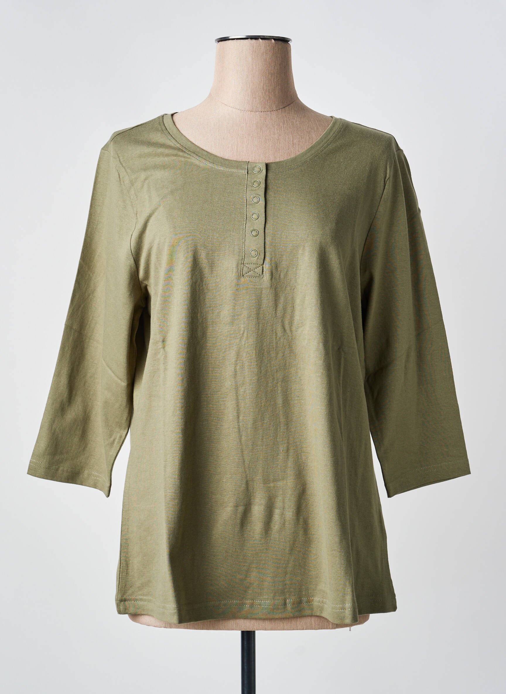 T-shirt manches 3/4 manches 3/4 vert SHEEGO femme