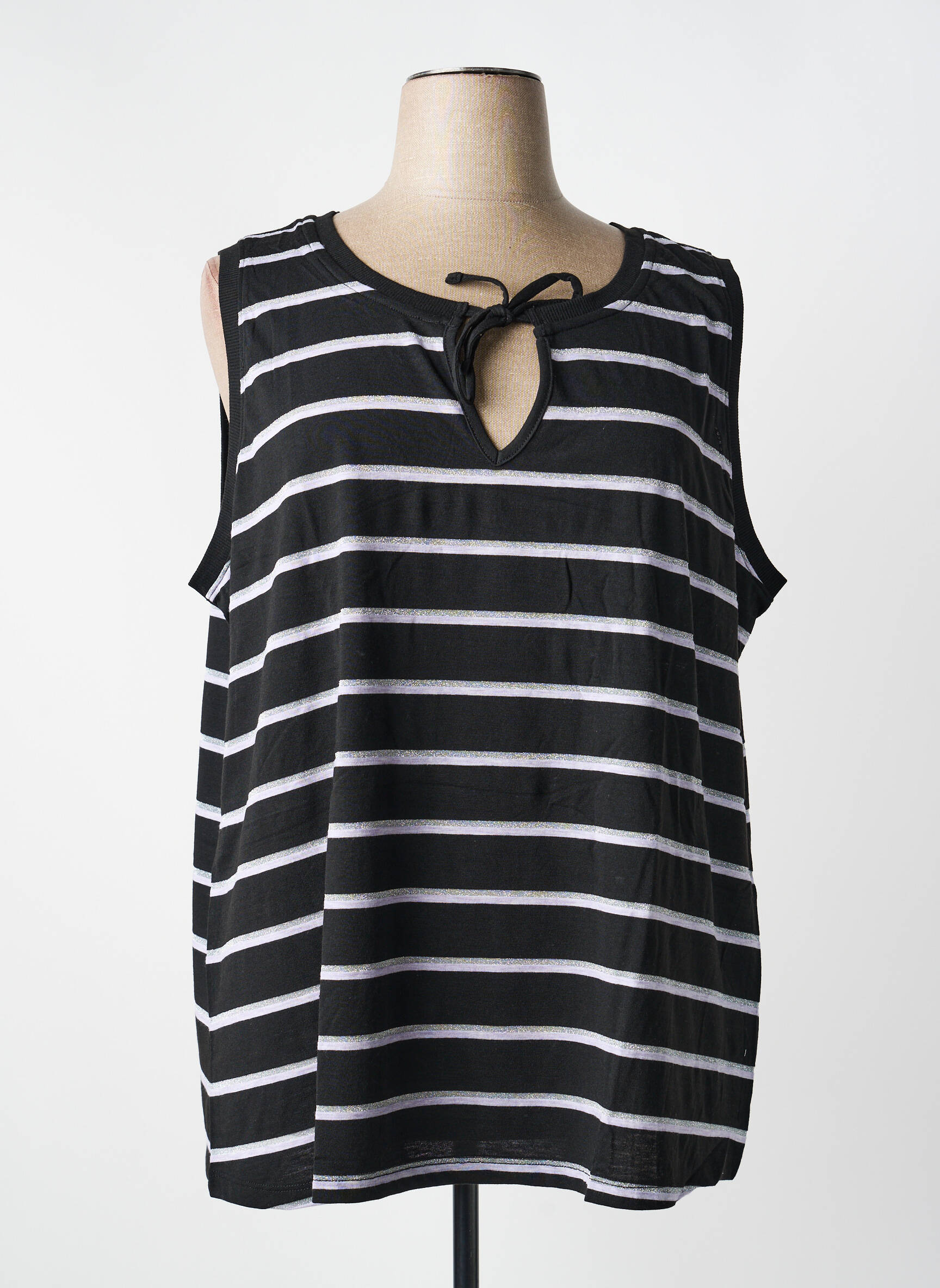 Top imprimé fantaisie sans manche noir SHEEGO femme