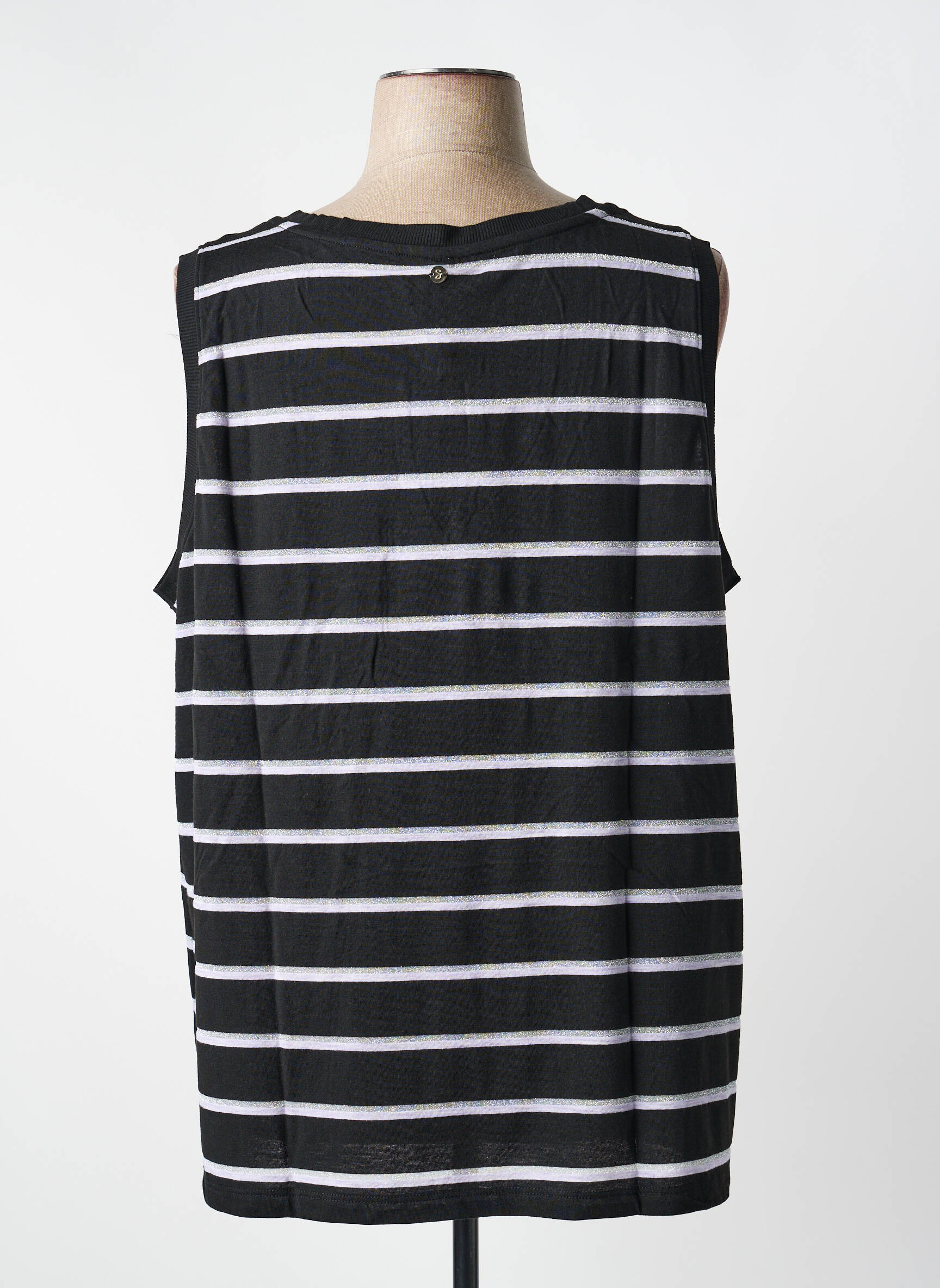 Top imprimé fantaisie sans manche noir SHEEGO femme