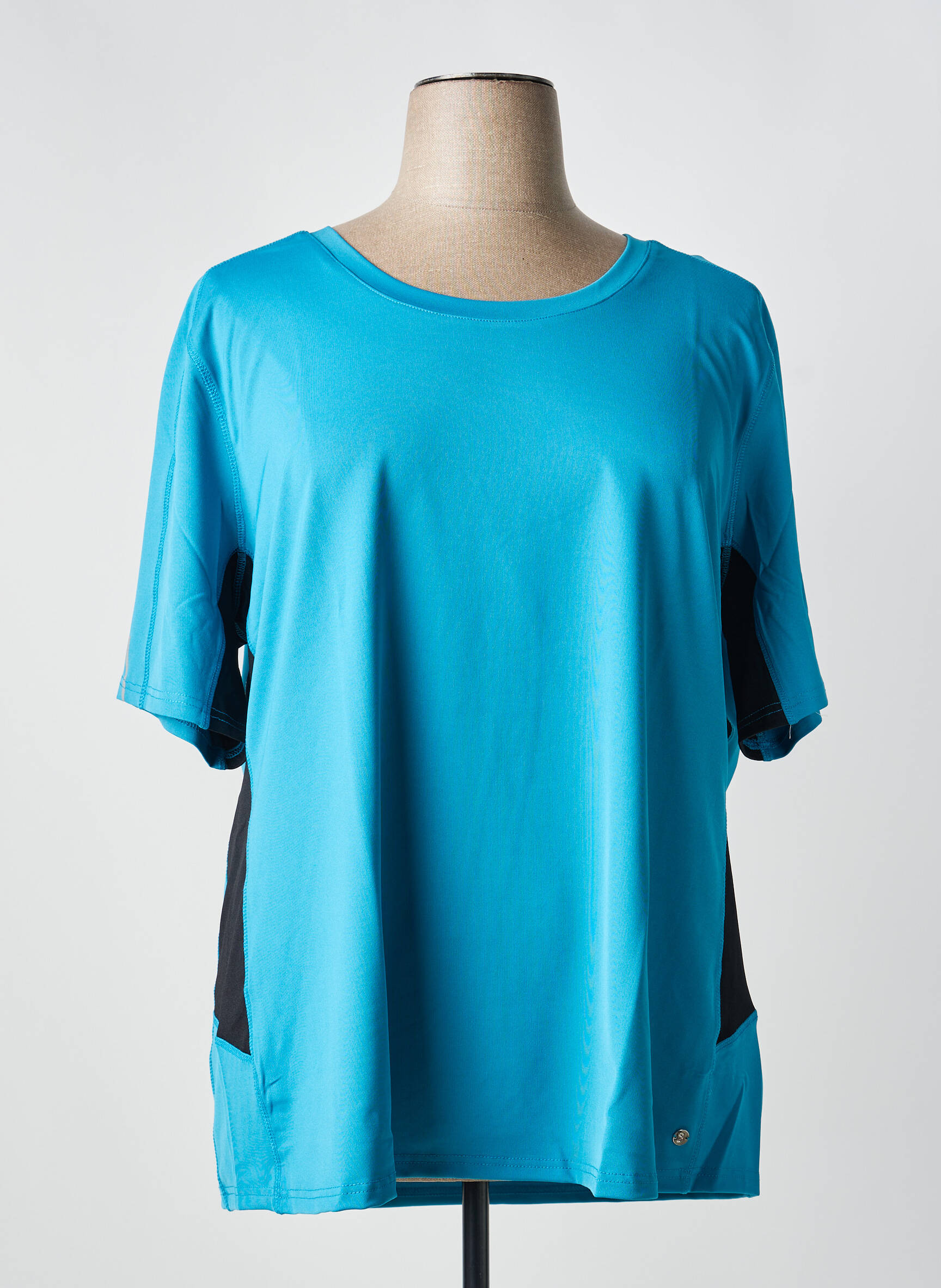 T-shirt coupe droite manches courtes bleu SHEEGO femme