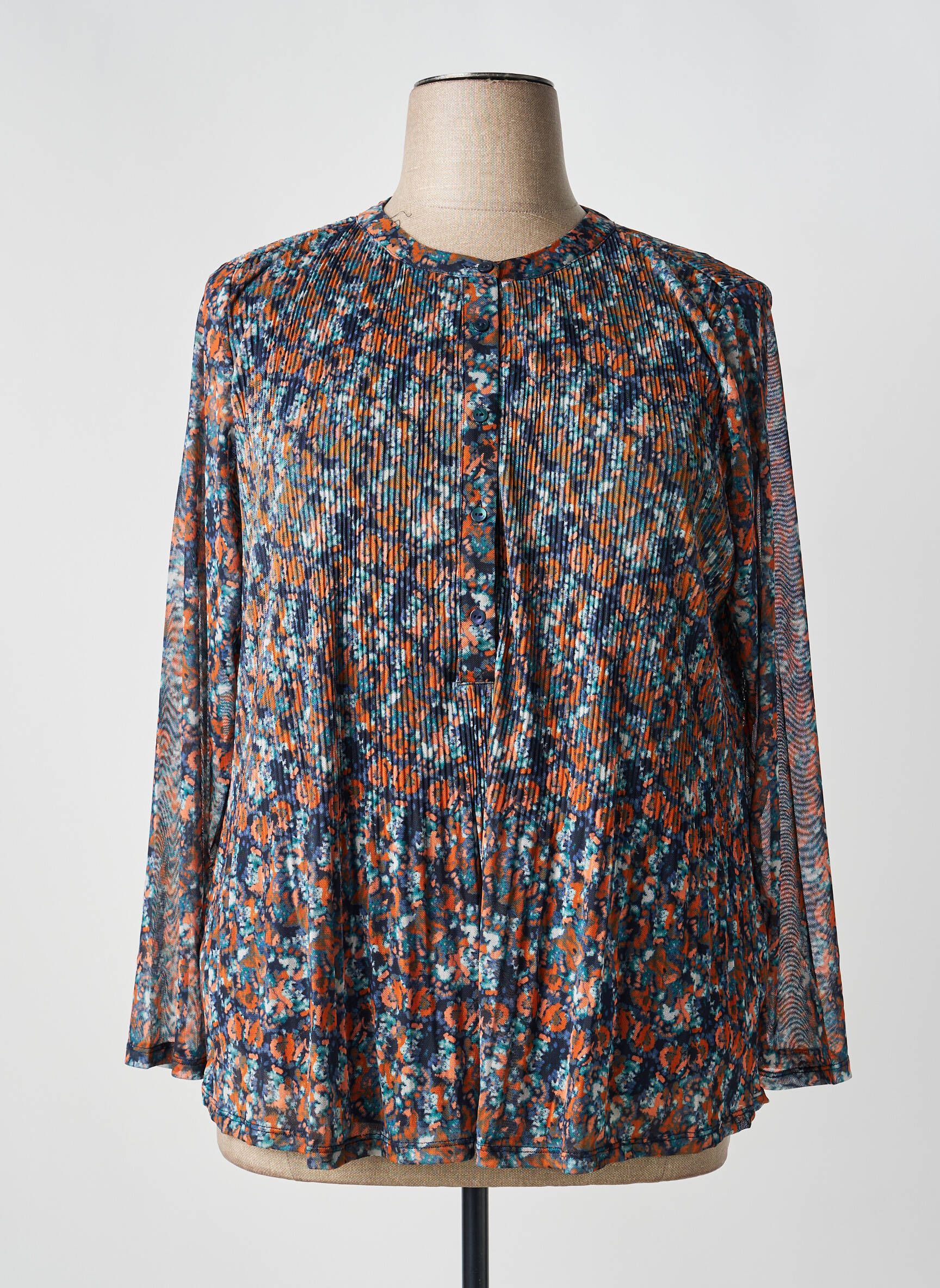 Blouse imprimé fantaisie manches longues bleu TOM TAILOR femme