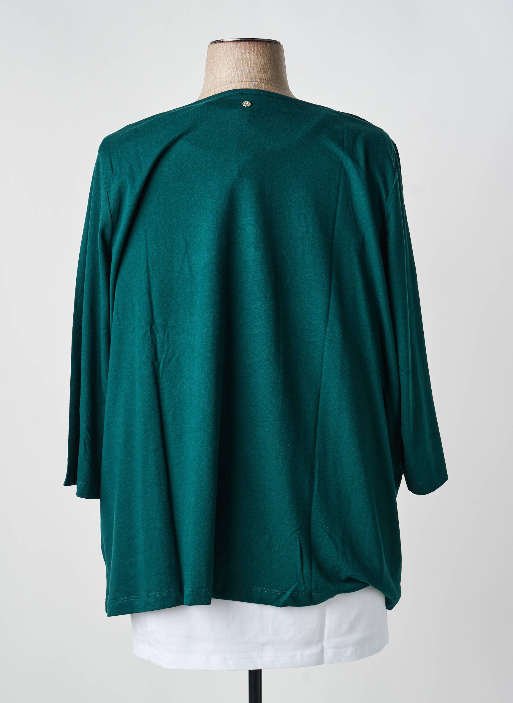 Top stretch manches 3/4 vert SHEEGO femme