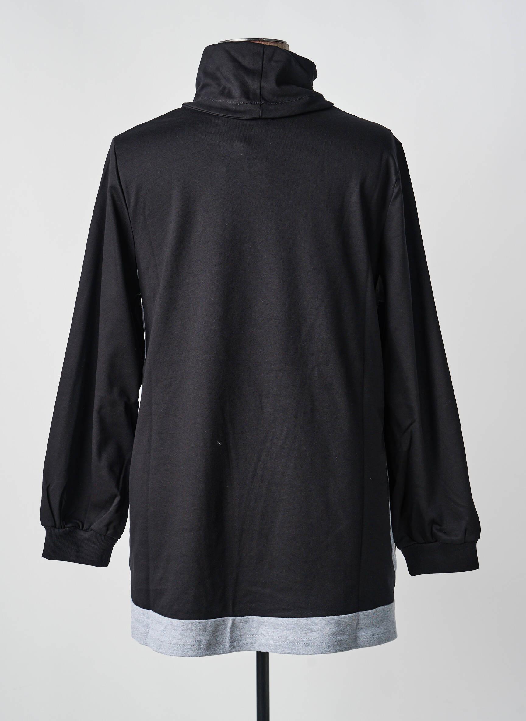 Pull col roulé coupe droite manches longues noir SHEEGO femme