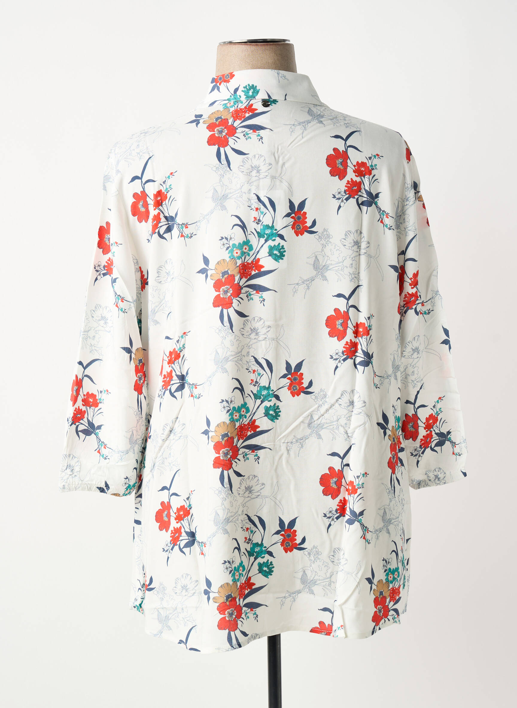 Tunique manches longues fermeture boutonnée sur le devant blanc SHEEGO femme