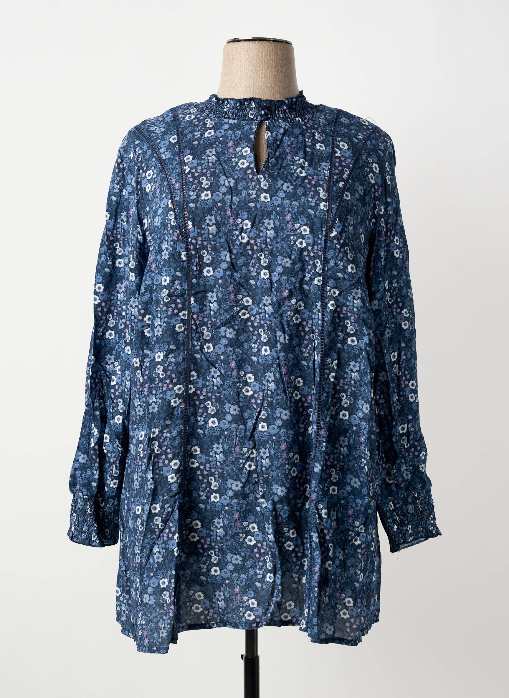 Tunique manches longues fermeture boutonnée sur le devant bleu SHEEGO femme