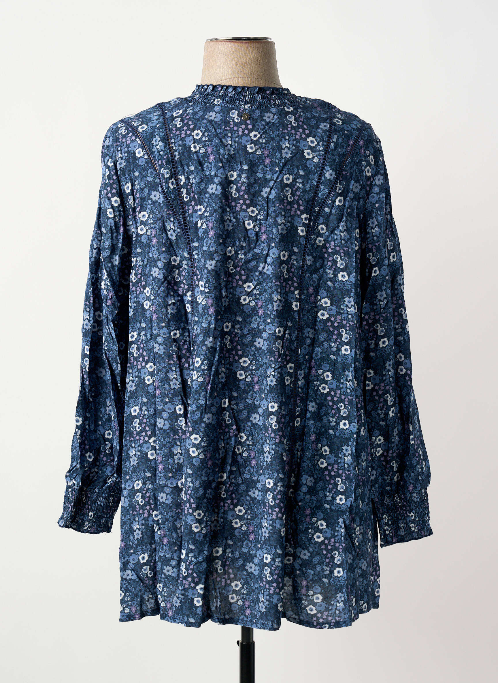 Tunique manches longues fermeture boutonnée sur le devant bleu SHEEGO femme