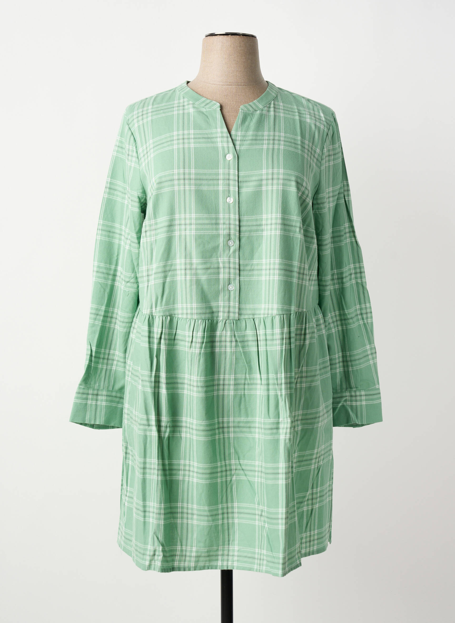 Robe mi-longue manches longues manches longues vert SHEEGO femme