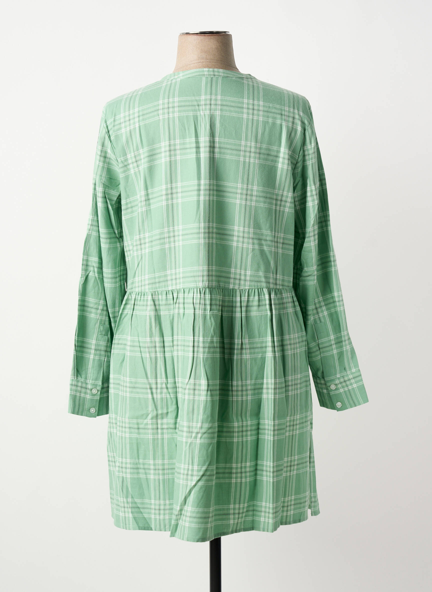 Robe mi-longue manches longues manches longues vert SHEEGO femme