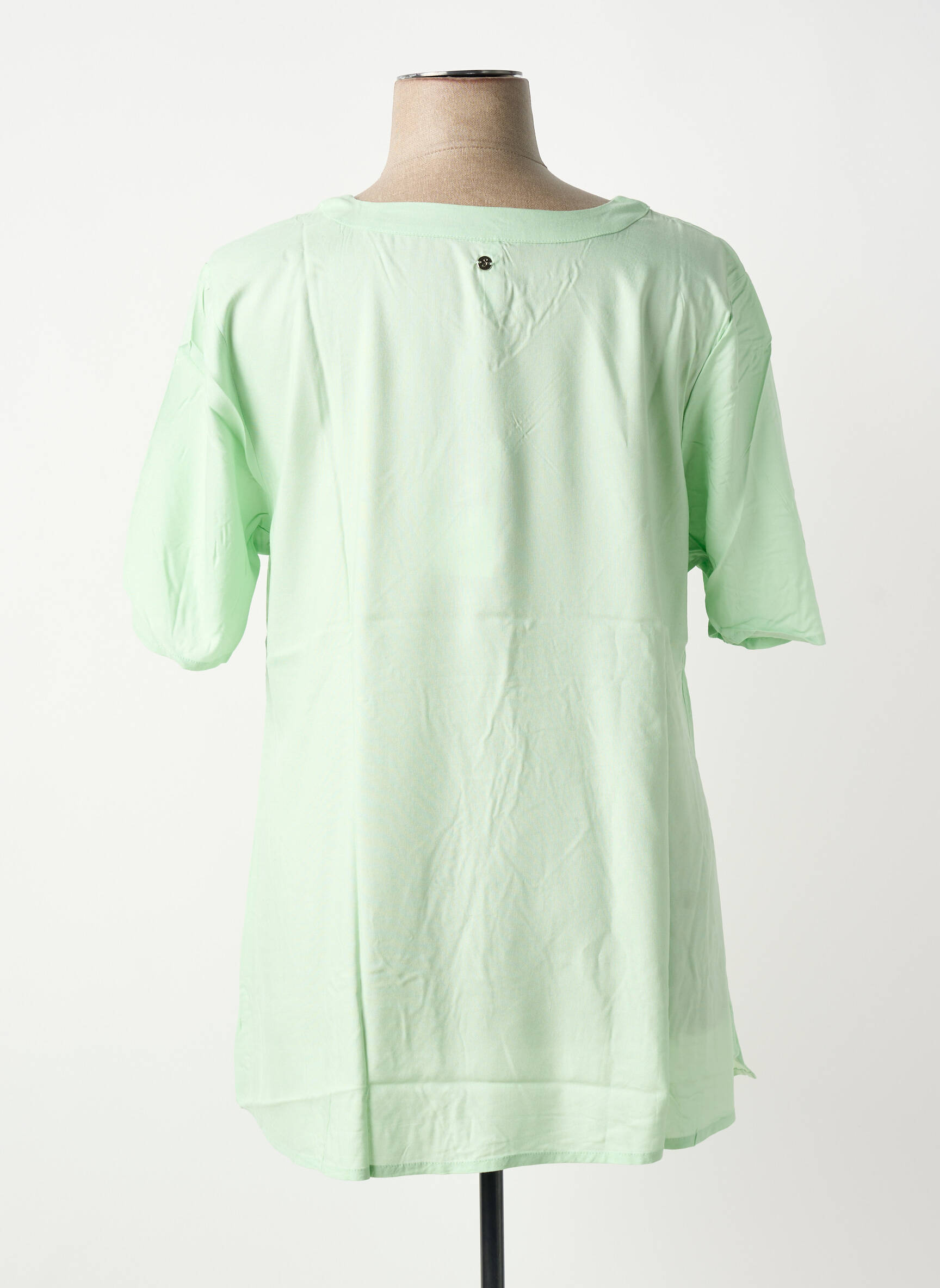 Blouse tissage popeline manches courtes vert SHEEGO femme