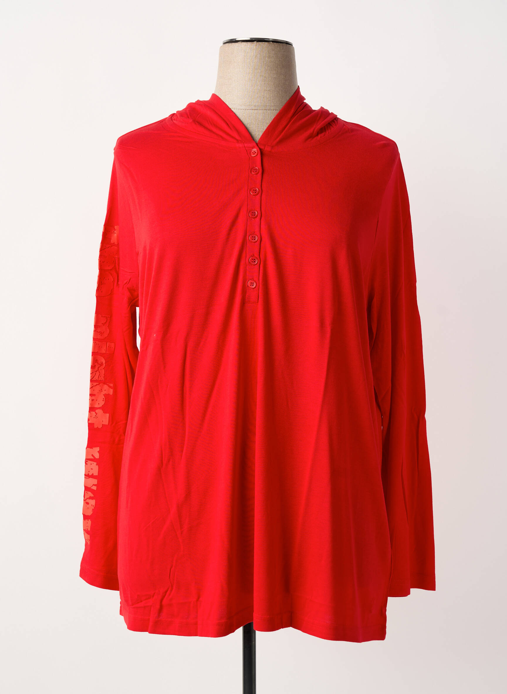 Sweat-shirt à capuche manches longues manches longues rouge SHEEGO femme
