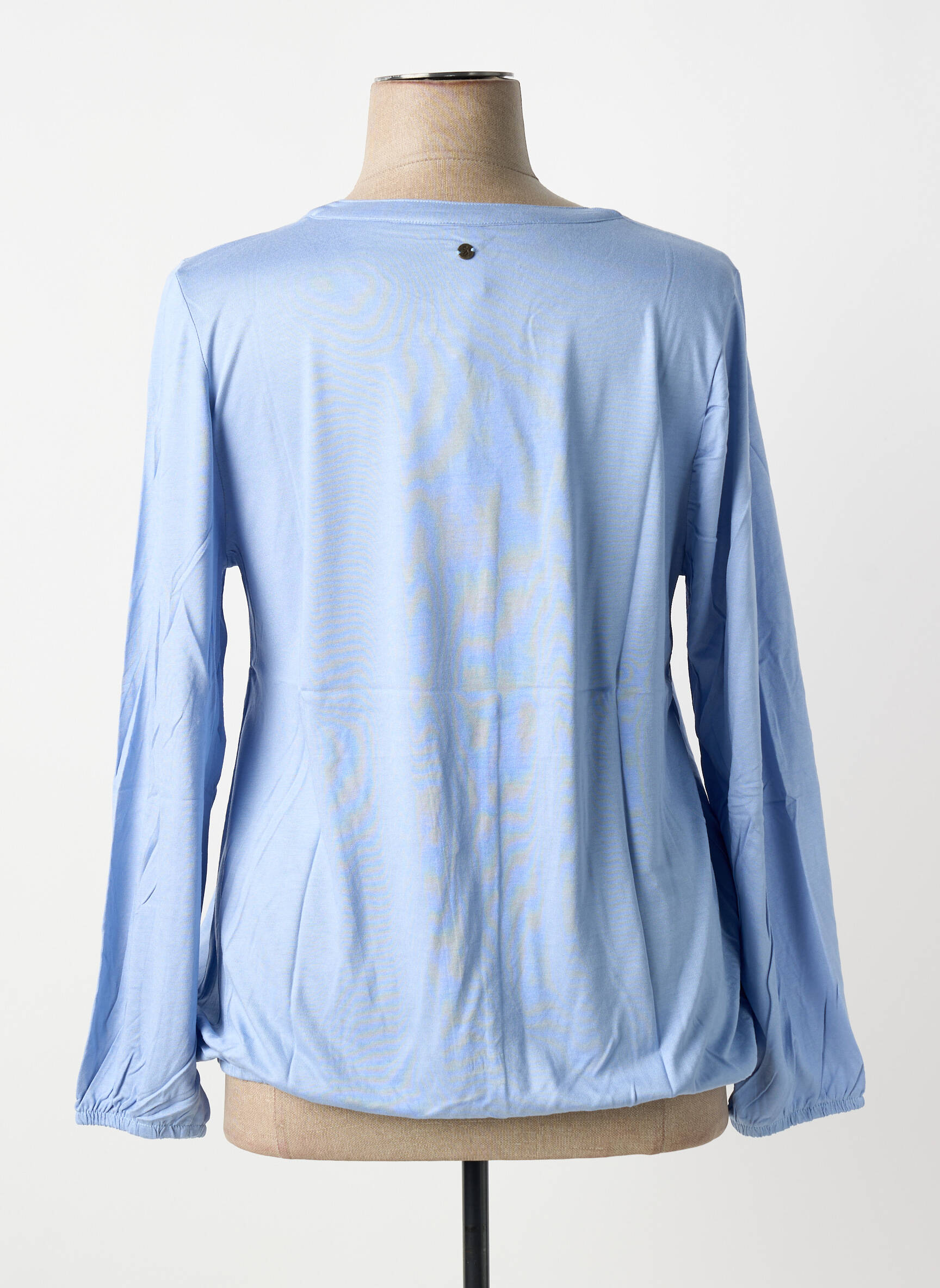 Blouse tissage popeline manches longues bleu SHEEGO femme