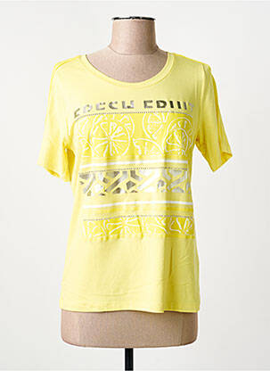 T-shirt sérigraphie avec strass manches courtes jaune TUZZI femme