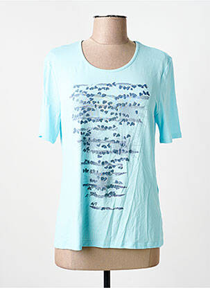 T-shirt sérigraphie manches courtes bleu BARBARA LEBEK femme