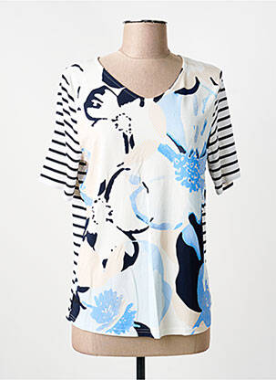 T-shirt col v manches courtes bleu FRANK WALDER femme