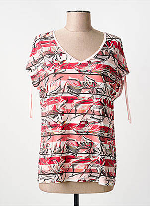 T-shirt col v manches courtes rose BARBARA LEBEK femme