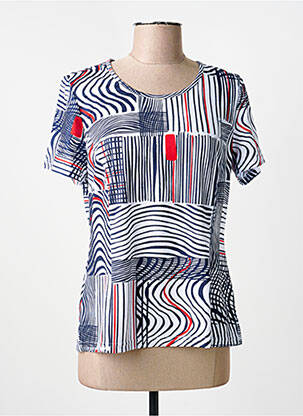 T-shirt stretch manches courtes bleu GUY DUBOUIS femme