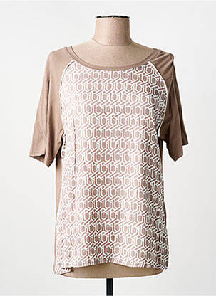T-shirt col rond manches courtes marron TUZZI femme