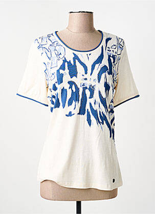T-shirt sérigraphie avec strass manches courtes beige BARBARA LEBEK femme