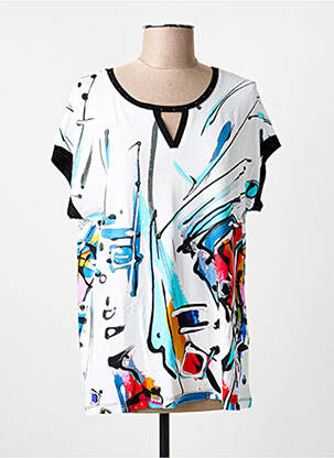 T-shirt imprimé fantaisie manches courtes blanc DOLCEZZA femme