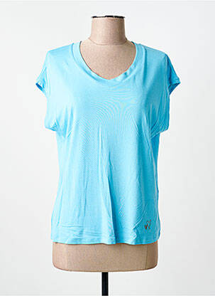 T-shirt sérigraphie avec strass manches courtes bleu BARBARA LEBEK femme